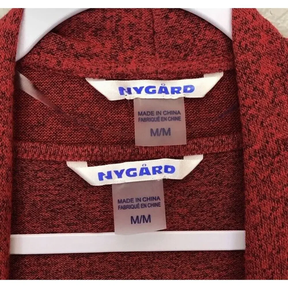 Nygard Size Medium Matching Red Long Sleeve Cardigan Shirt Blouse Top Set